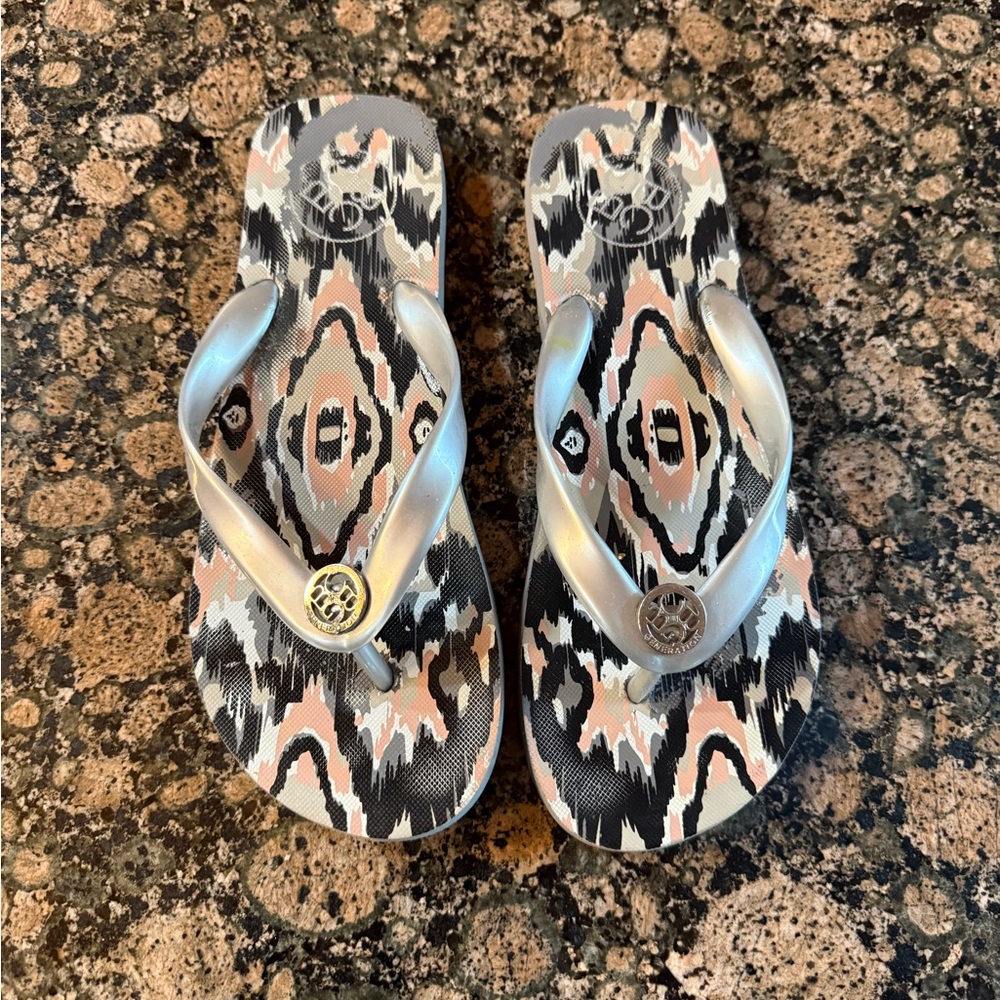 BCBGeneration Silver and Black Patterned Sandals - image 1